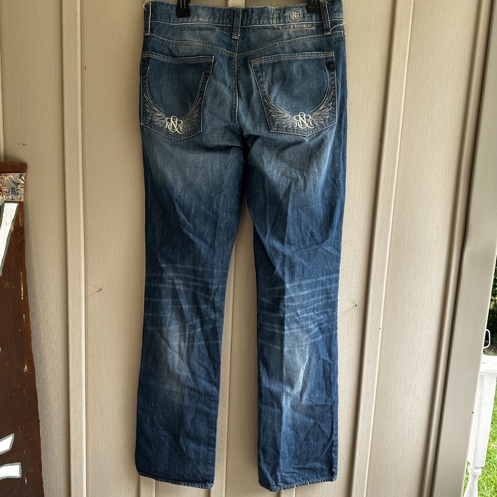 Men's ROCK REPUBLIC NEIL STRAIGHT DARK Denim Jeans 32 x 34 R510258 Wings Logo